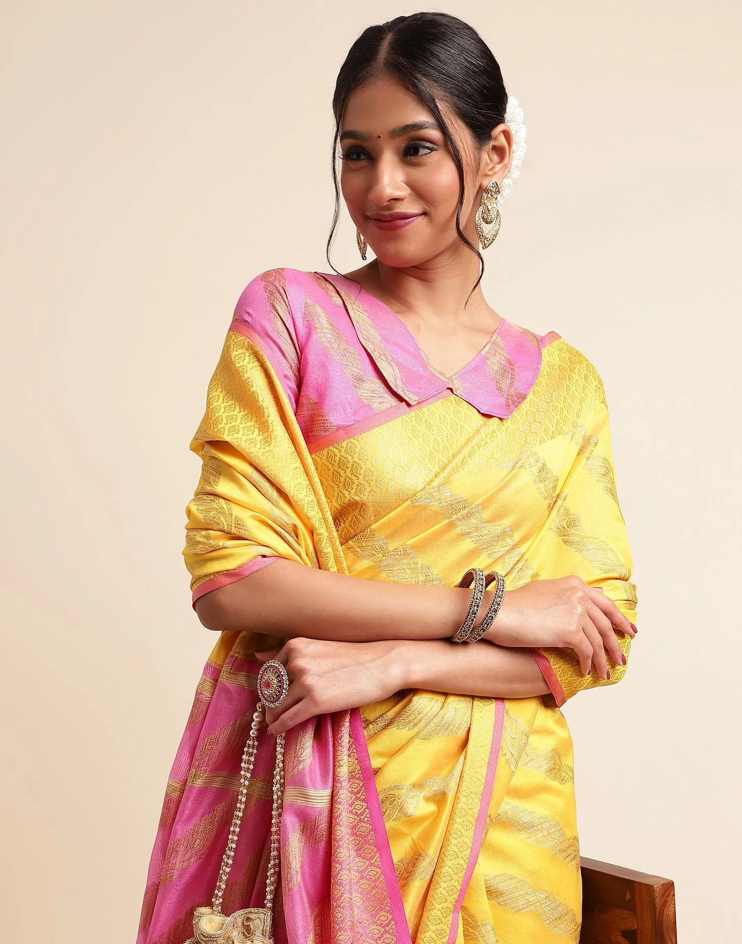 Yellow Silk Saree